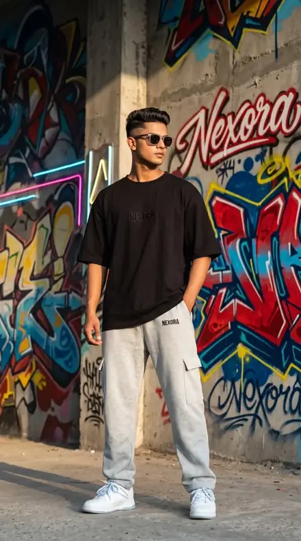 Core Black Tee — NEXORA black oversized