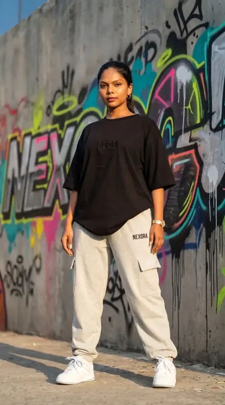 Street Black Boxy Tee — NEXORA black oversized