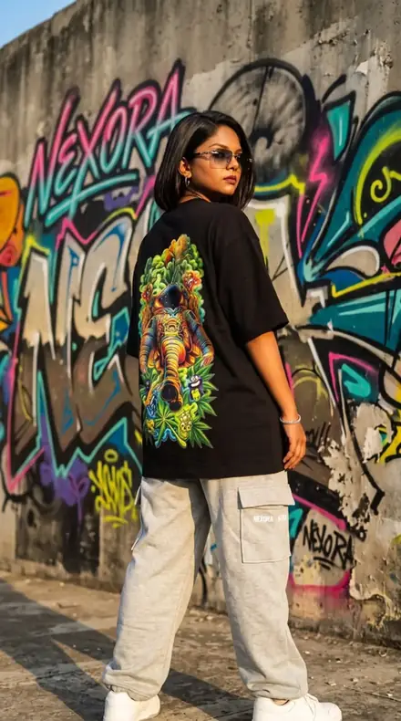 Neon Skull Tee — NEXORA back-print graphics